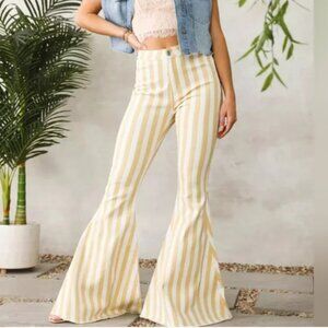 🍑Peach Love California-Wide leg Bell Bottoms-Pink and white stripes- Size smal